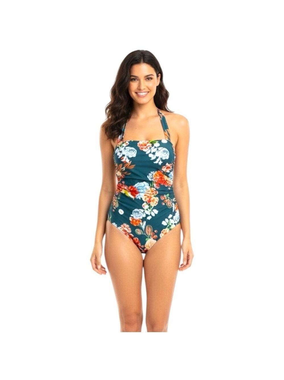 NWT Rachel Roy Classic Coverage Floral One-Piece Swimsuit Built-In Bra Size XL